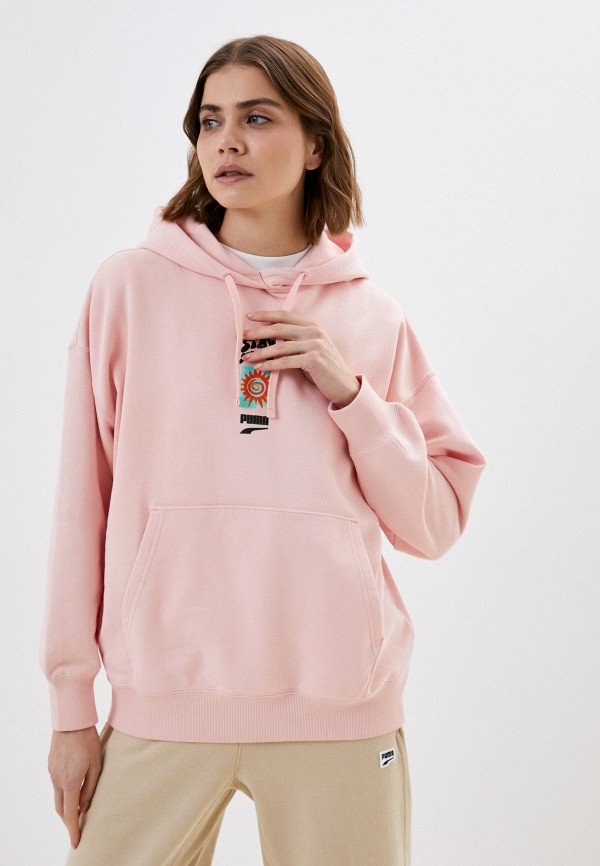 

Худи PUMA, Розовый, DOWNTOWN Oversized Graphic Hoodie TR Ros