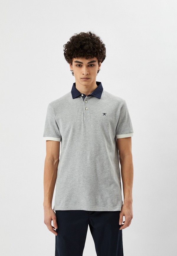 

Поло Hackett London, Серый, WOVEN COLLAR PO