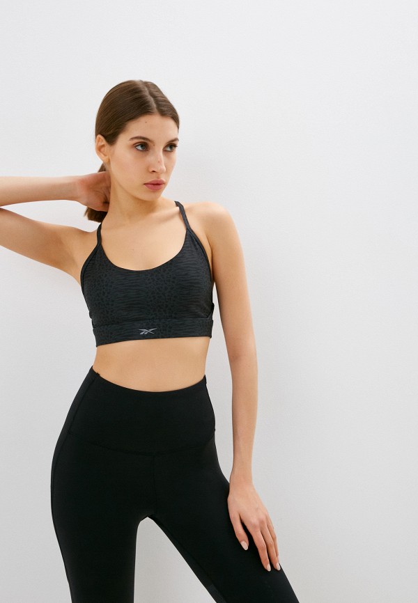 

Топ спортивный Reebok, Серый, LUX STRAPPY BRA AOP MS