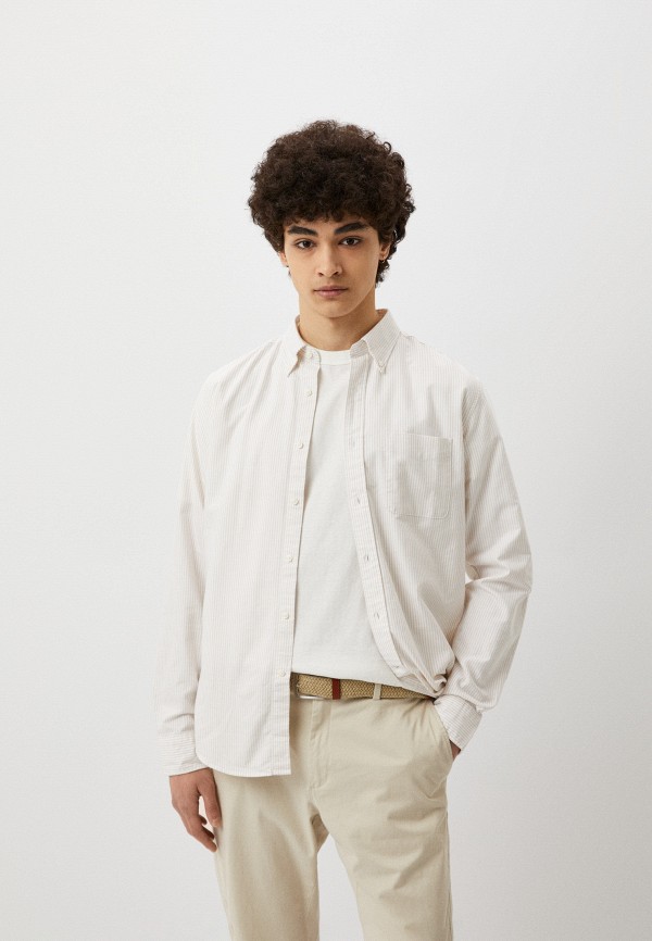 

Рубашка UNIQLO, Бежевый, из ткани оксфорд