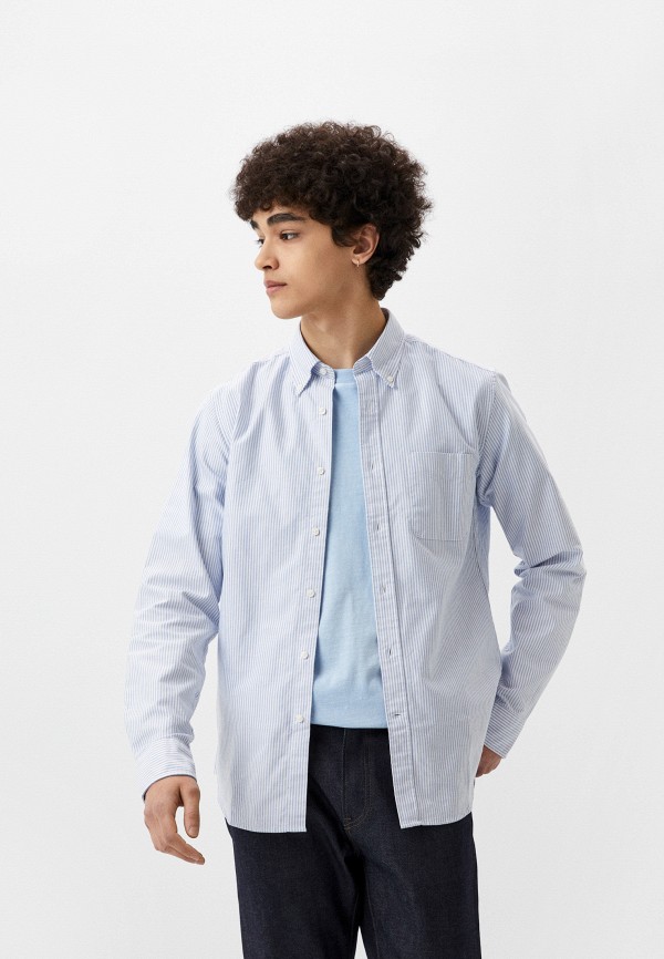 

Рубашка UNIQLO, Голубой, из ткани оксфорд