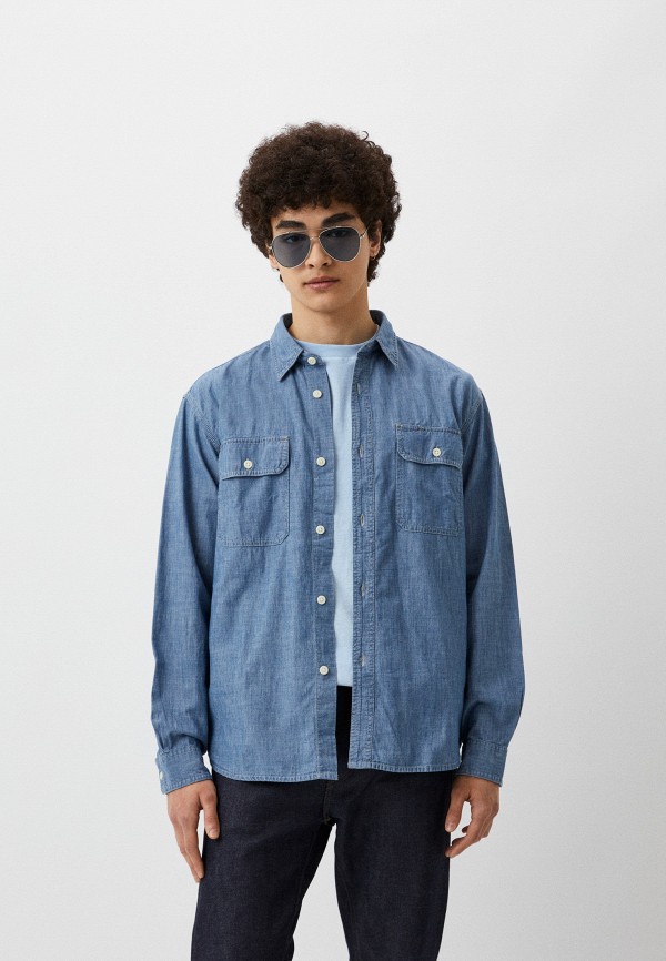 

Рубашка UNIQLO, Голубой, из ткани шамбре