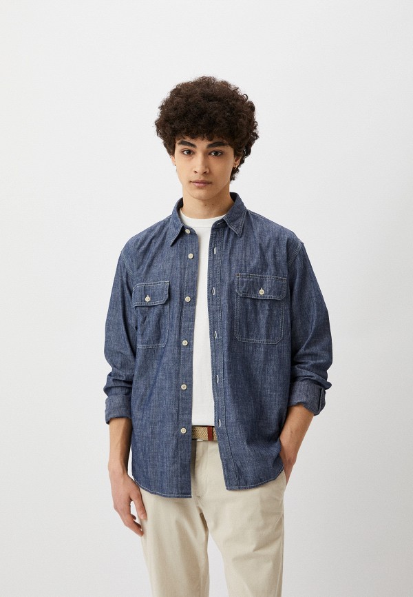 

Рубашка UNIQLO, Синий, из ткани шамбре