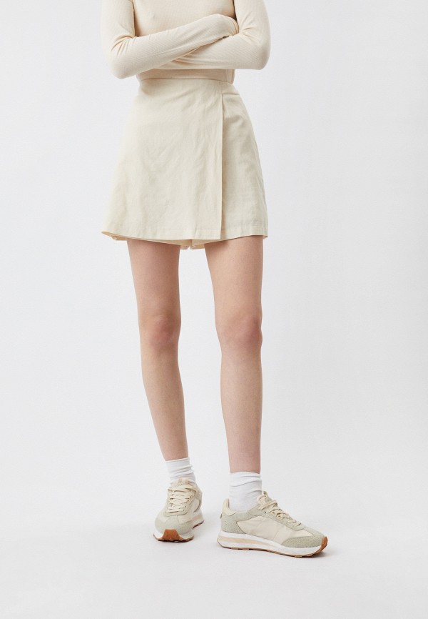 

Юбка-шорты UNIQLO, Белый, из смесового льна