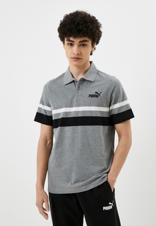

Поло PUMA, Серый, ESS Stripe Polo Medium Gray Heather