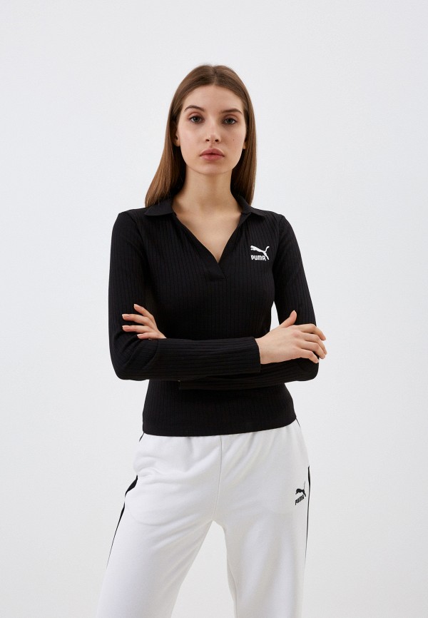 

Лонгслив PUMA, Черный, CLASSICS Ribbed V-Collar LS Slim Topact