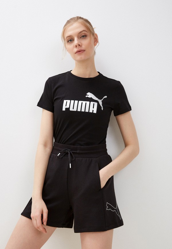 Футболка PUMA ESS+ Metallic Logo Tee Puma Black-silver
