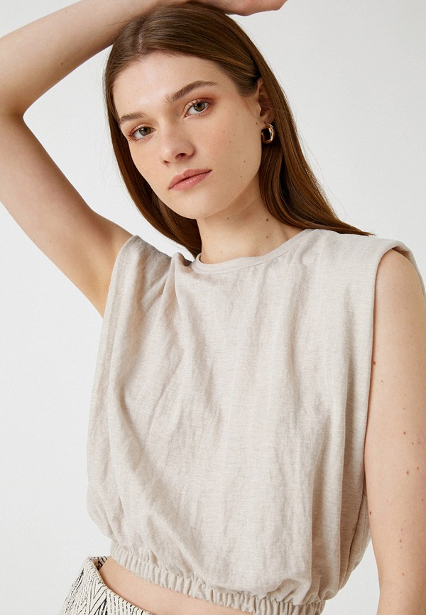 Футболка Koton бежевый, размер 48, фото 4