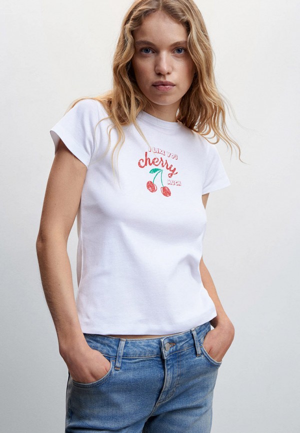 

Футболка Mango, Белый, CHERRY