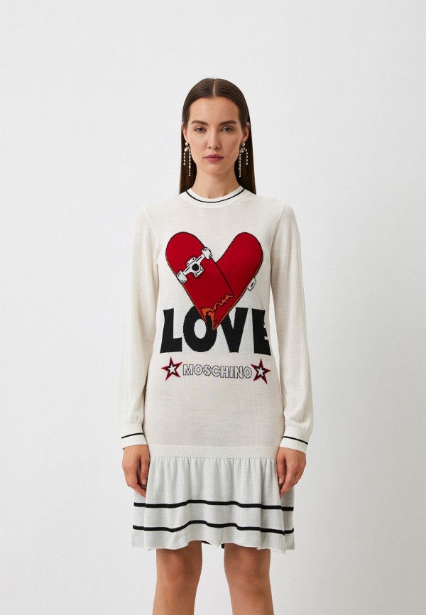 Платье Love Moschino белого цвета