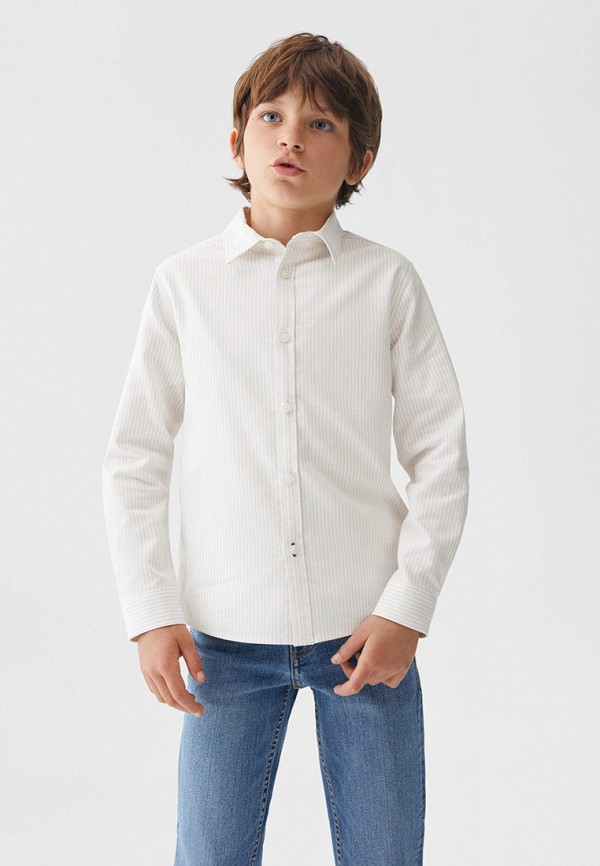 Рубашка Mango Kids бежевый, размер 116, фото 3