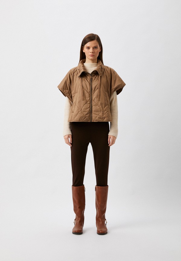 Жилет утепленный Weekend Max Mara коричневый, размер 42, фото 2