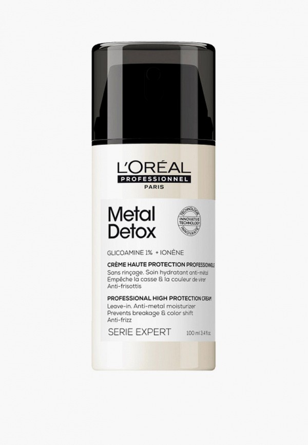 Крем для волос L'Oreal Professionnel несмываемый, Профессиональный, Metal Detox High Protection Cream, с высокой степенью защиты, обогащен 1% Гликоамином, для всех типов волос, 100 мл