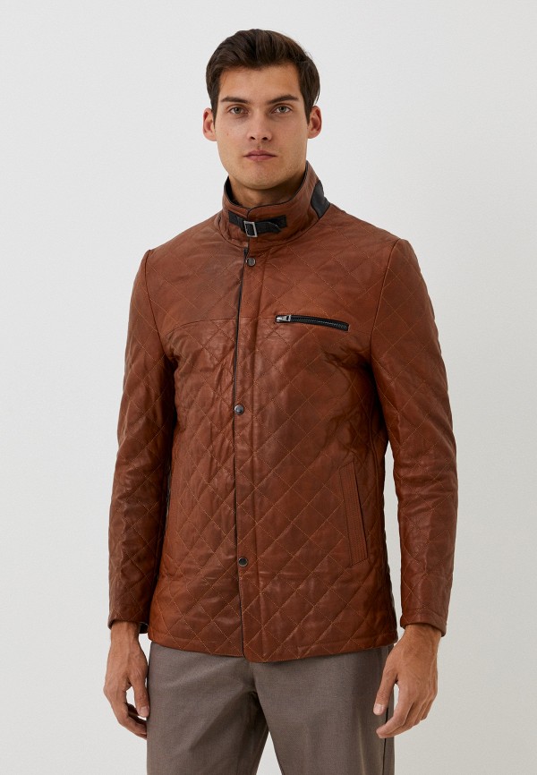 Куртка кожаная Giorgio Di Mare коричневого цвета