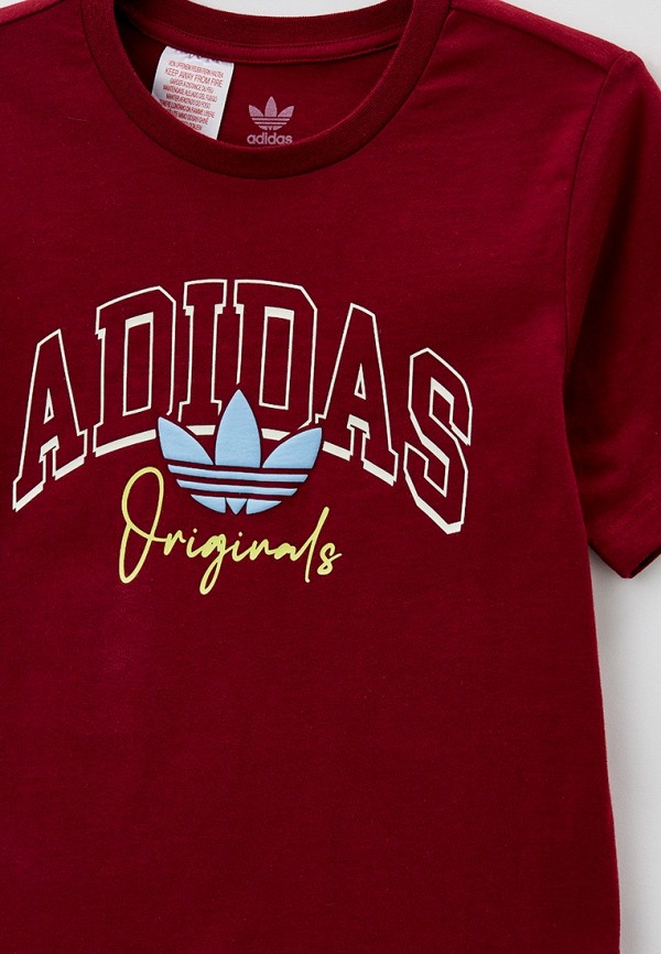 Футболка adidas Originals бордовый, размер 128, фото 3