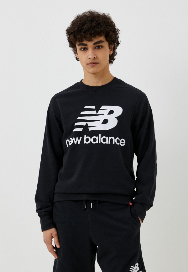 

Свитшот New Balance, Черный, NB Essentials Stacked Logo Crew