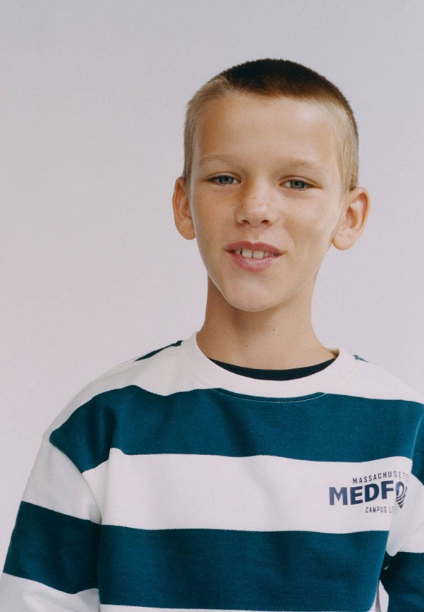 Свитшот Mango Kids бирюзовый, размер 116, фото 3