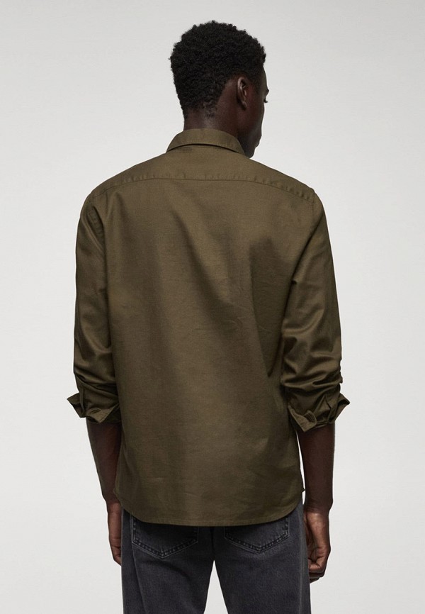 Рубашка Mango Man хаки, размер 54, фото 3