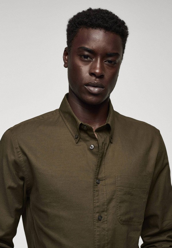 Рубашка Mango Man хаки, размер 54, фото 4