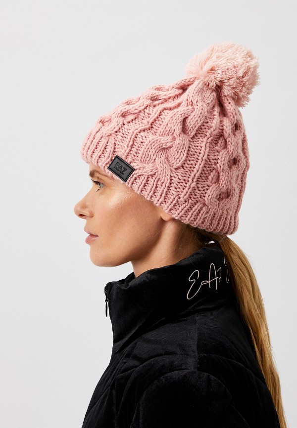 Шапка EA7 розовый, размер M, фото 5