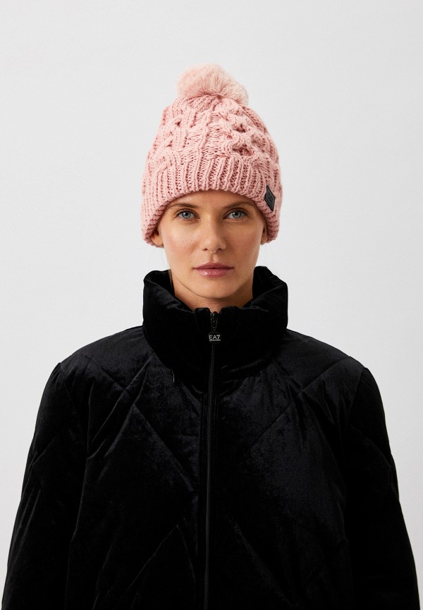 Шапка EA7 розовый, размер M, фото 4