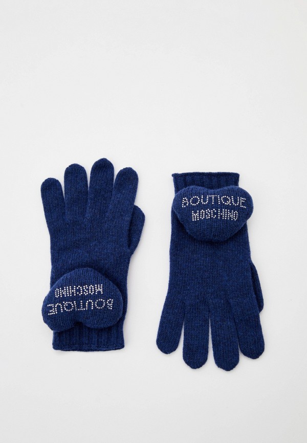 Перчатки Boutique Moschino синего цвета