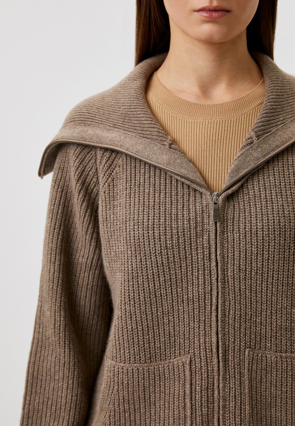 Кардиган Pietro Brunelli Milano коричневый, размер 46, фото 4