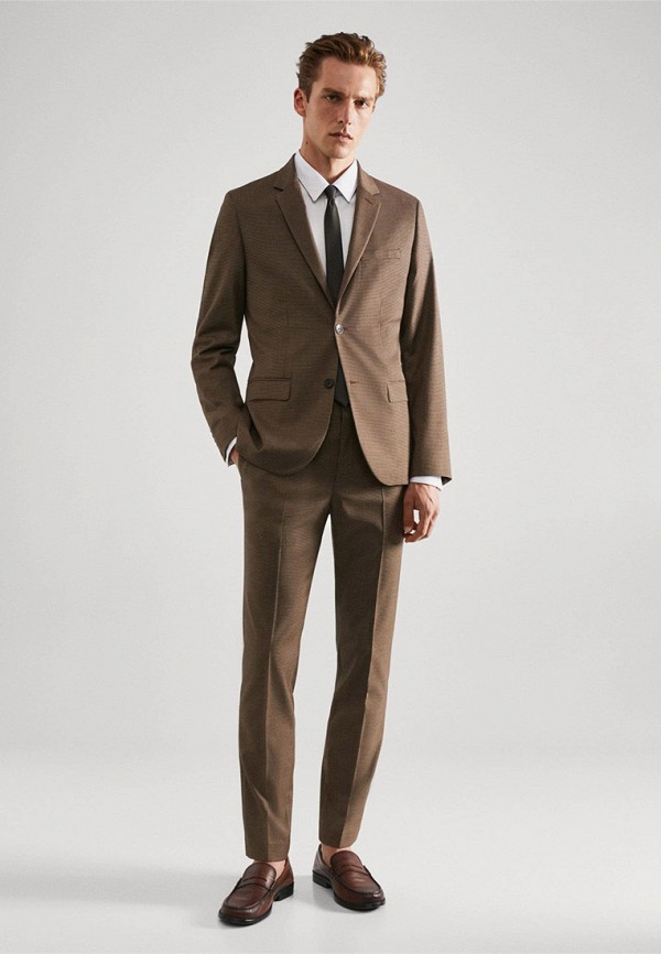 Пиджак Mango Man коричневый, размер 54, фото 2