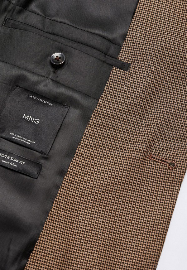 Пиджак Mango Man коричневый, размер 54, фото 6