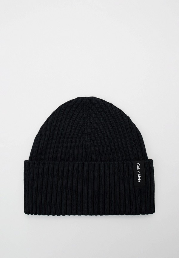 

Шапка Calvin Klein, Черный, RIBBED FOLDED BEANIE