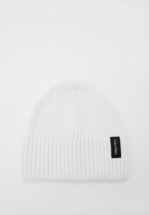 

Шапка Calvin Klein, Белый, RIBBED FOLDED BEANIE