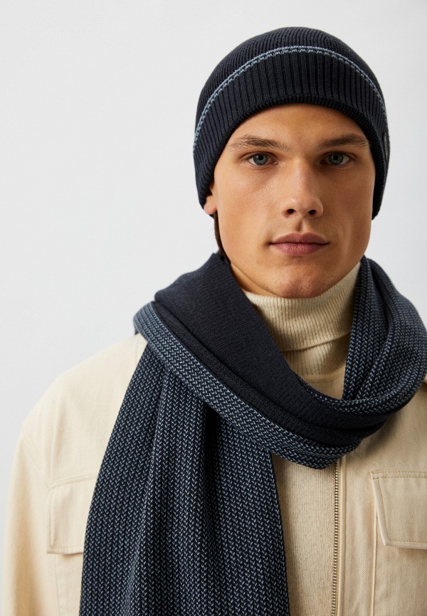 Шапка и шарф Boss синий, размер 00, фото 9