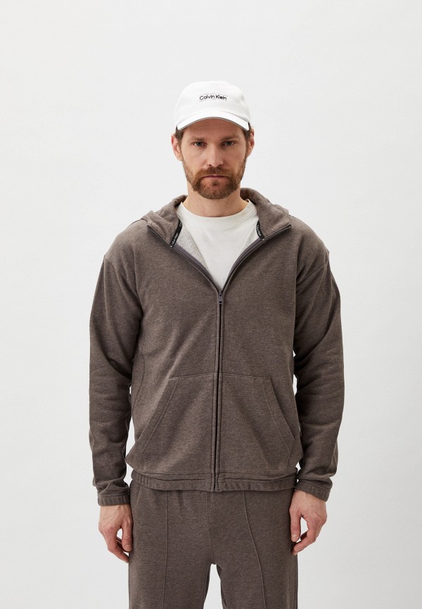 Толстовка Calvin Klein Performance ESSENTIALS PW - FULL ZIP HOODIE. Цвет: коричневый