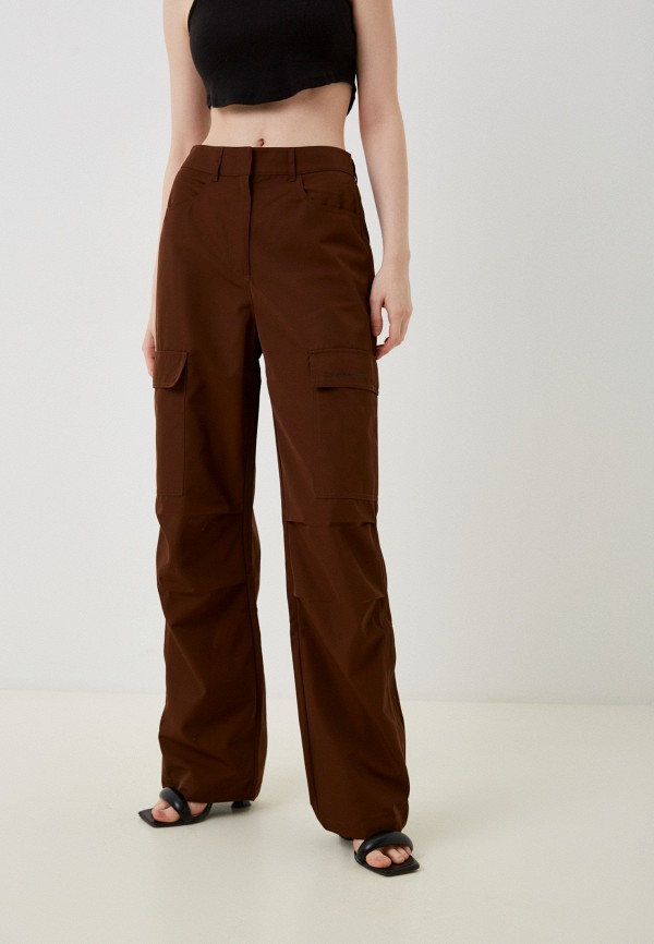 Брюки Calvin Klein Jeans коричневого цвета
