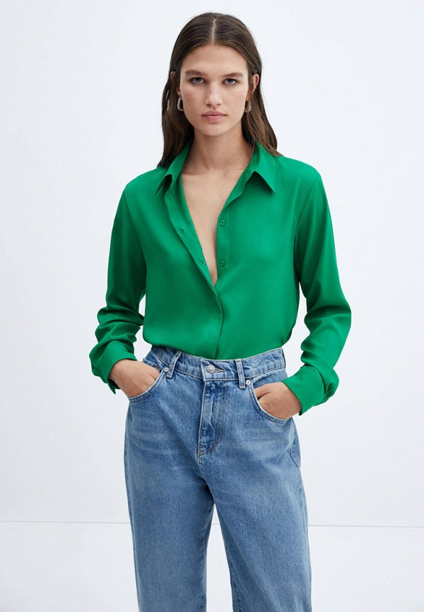 

Блуза Mango, Зеленый, BASIC