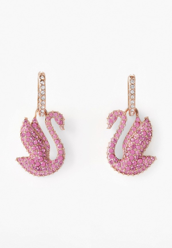 Серьги Swarovski® Iconic Swan, с гальваническим покрытием из золота