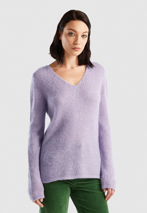 Пуловер United Colors of Benetton фиолетового цвета