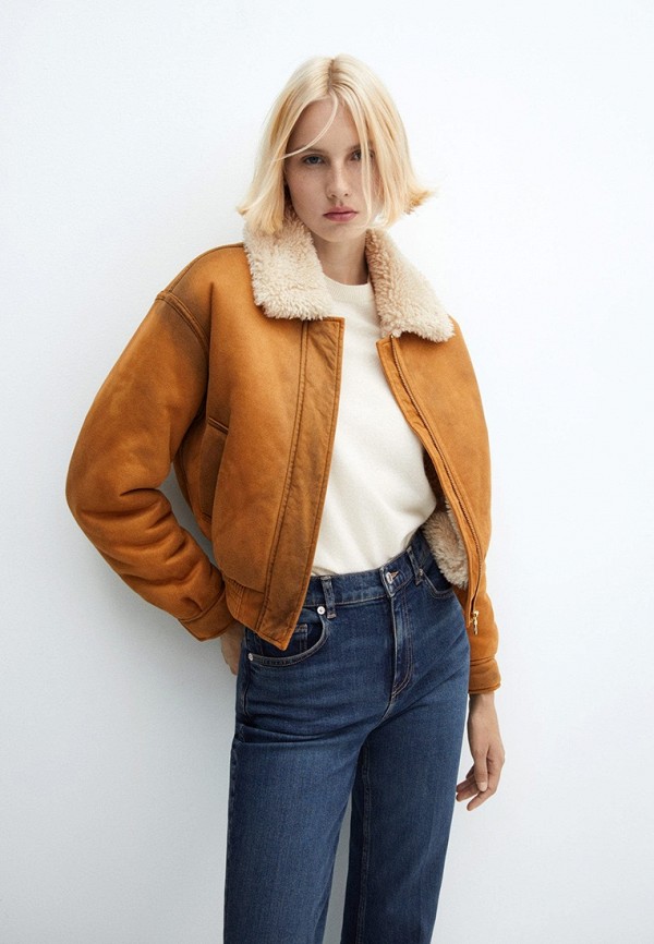 

Дубленка Mango, Коричневый, AVIATOR