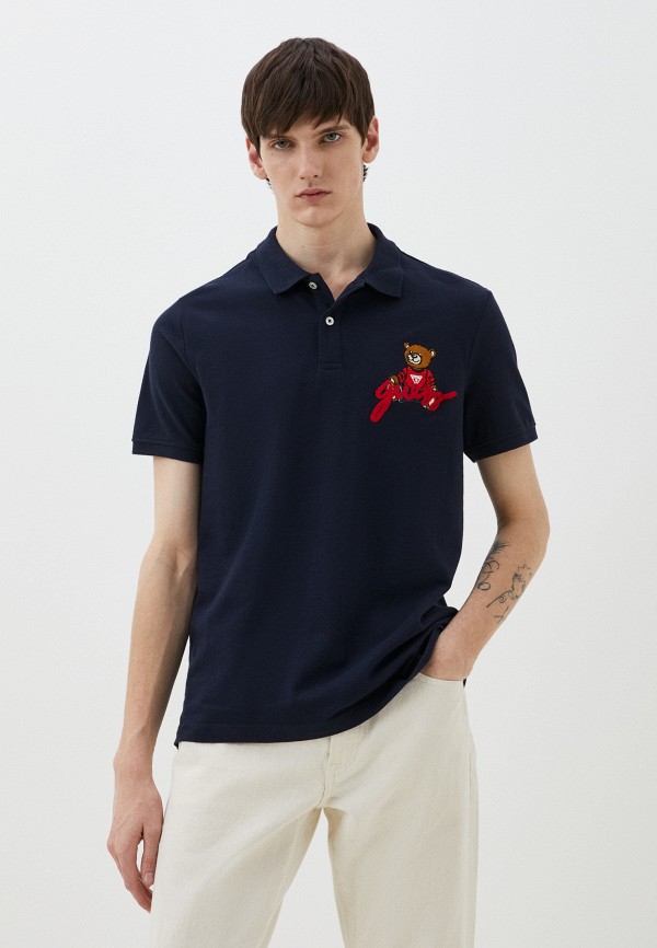 

Поло Guess, Синий, Collab Guess x Banksy