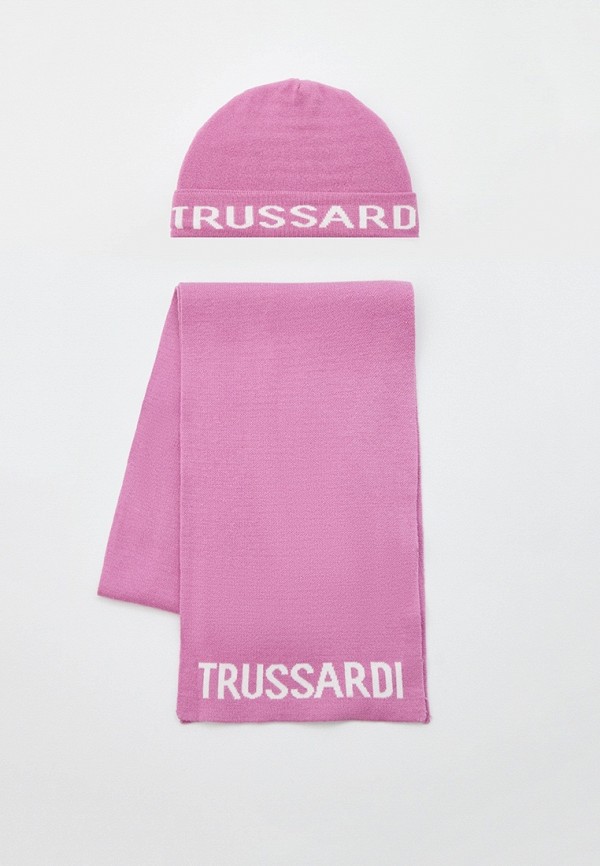 Шапка и шарф Trussardi Junior розового цвета