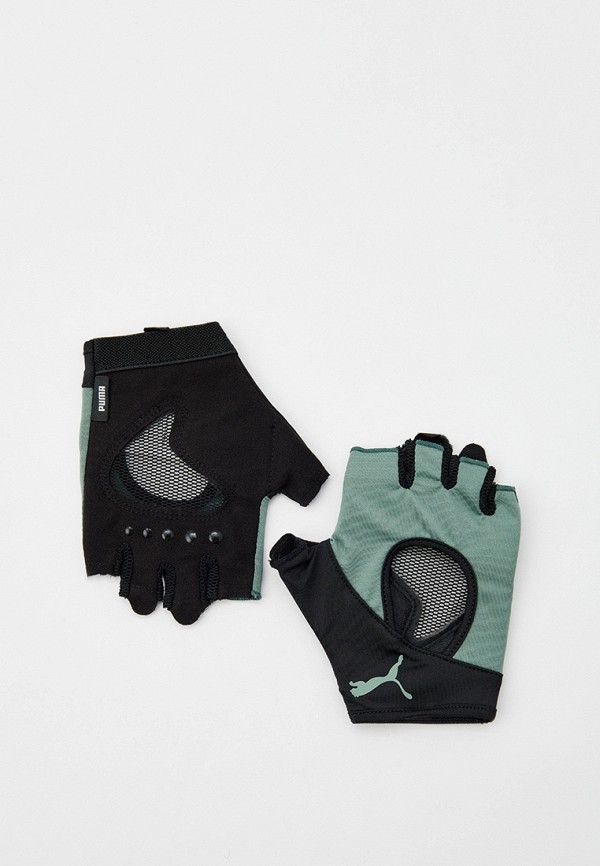 Перчатки для фитнеса PUMA зеленого цвета
