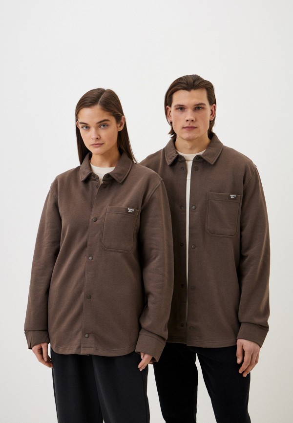 

Рубашка Reebok, Коричневый, WARDROBE ESSENTIALS FLEECE SHIRT