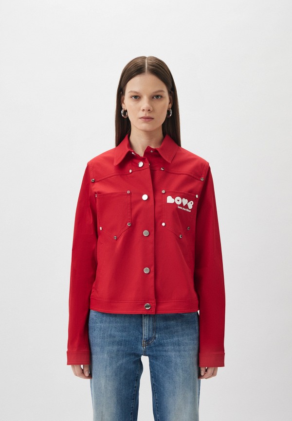 Куртка джинсовая Love Moschino красного цвета
