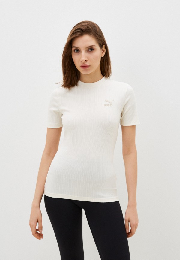 

Футболка PUMA, Белый, CLASSICS Ribbed Slim Tee no color