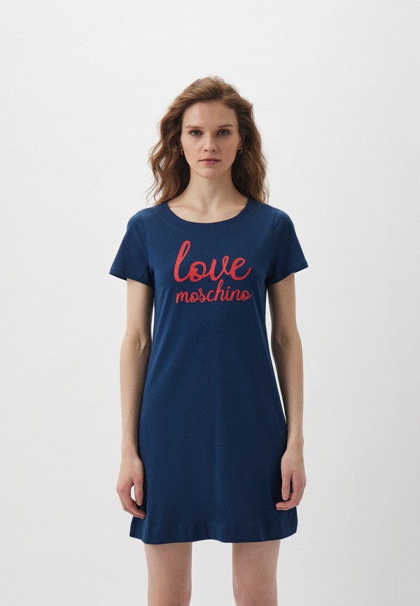 Платье Love Moschino. Цвет: синий. Сезон: Весна-лето 2024.