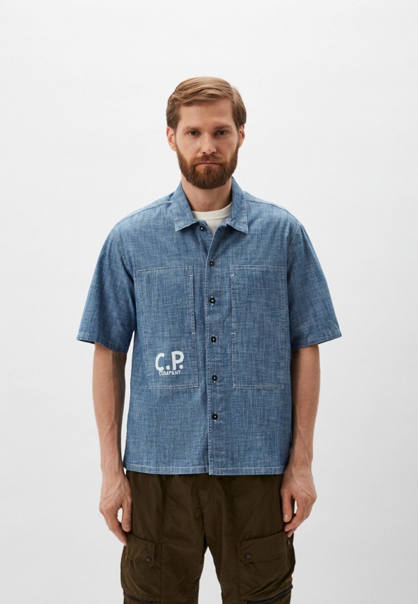 

Рубашка джинсовая C.P. Company, Синий, Chambray Short Sleeved Logo
