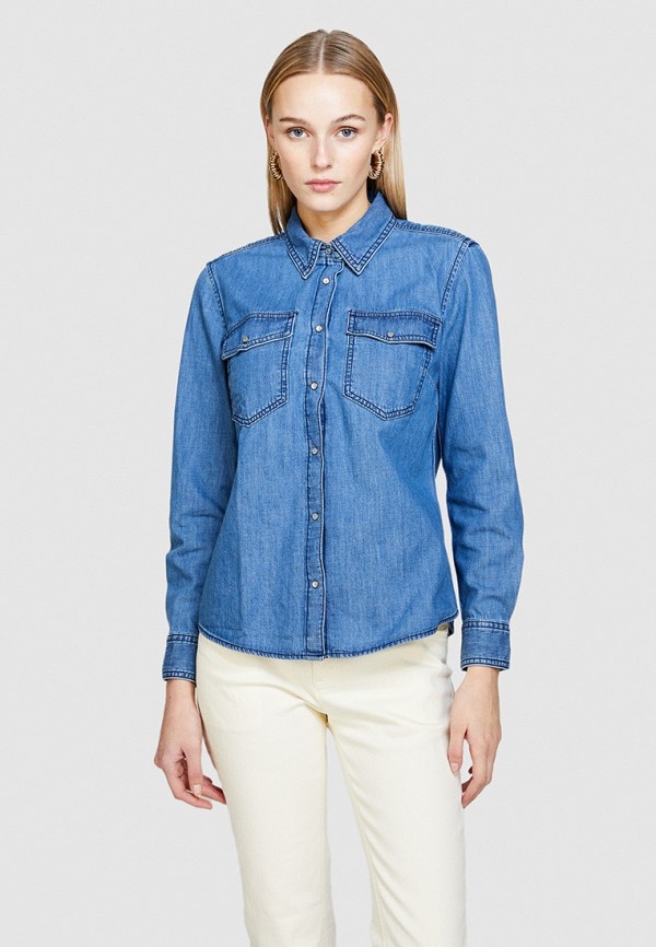 Рубашка джинсовая Sisley голубого цвета