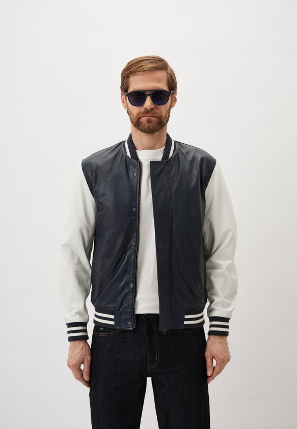 Куртка кожаная Blouson синего цвета