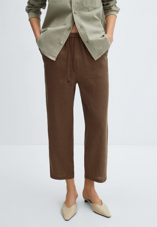 

Брюки Mango, Коричневый, LINEN