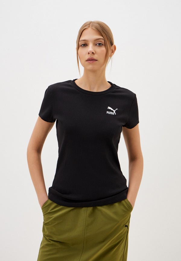 

Футболка PUMA, Черный, CLASSICS Ribbed Slim Tee